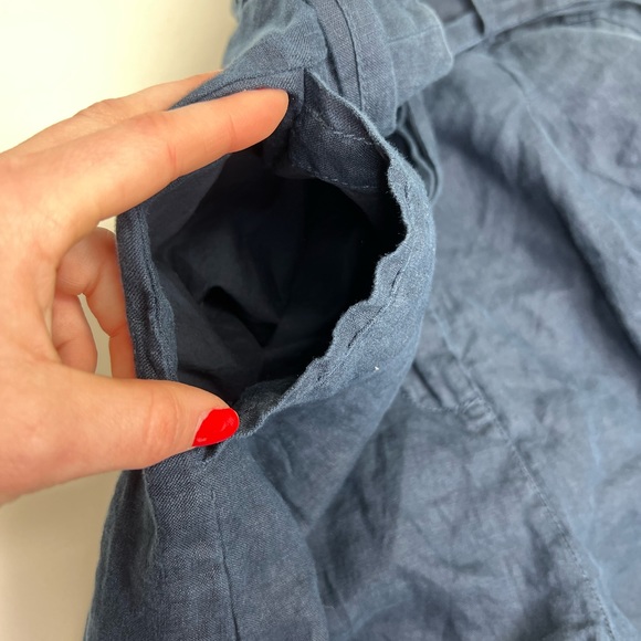 Artisan NY 100% Linen High Waist Shorts Size 10 Navy Blue - Picture 8 of 11